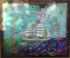 Enrico Manera 120x100cm Tecnica Mista Su Tela Primi Anni '90 Firmato