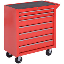 Cassettiera porta attrezzi - Armadietto a rulli in acciaio rosso 69x33x75 cm 7 cassetti chiudibile a chiave officina pro