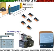 CANCELLO SCORREVOLE 6 Q.LI MOTORE RICAMBIO 220 V 250 W CENTRALE 6 RADIOCOM FARO