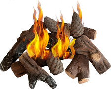 Set Di 10 Pezzi Di Legno Decorativi in Ceramica per Caminetti a Gas E Bioetanolo