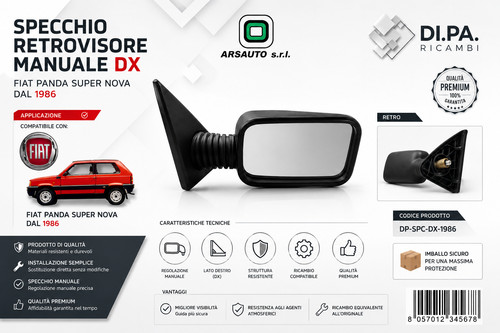 Specchietto destro fiat panda - specchietto,