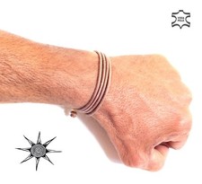 BRACCIALE POLSINO COLLANA  LACCIO VERA PELLE UOMO DONNA ARTIGIANALE! GOA4 NAT