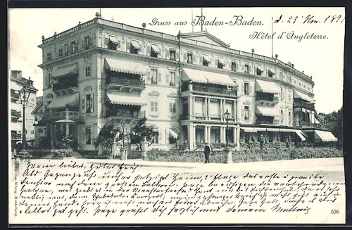Cartolina baden hotel - cartolina, baden-baden,