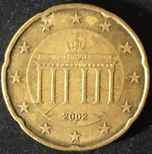 Moneta 20 Centesimi 2002 Germania Lettera J circolata rara da collezione