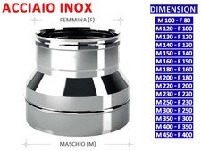 ALLINOX Canna Fumaria Riduzione-Maggiorazione Acciaio Inox Da 80 A 450