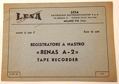 Manuale registratore nastro - manuale, a