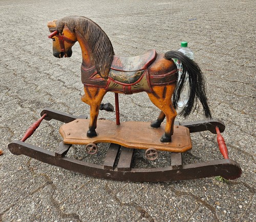 Antico cavallo dondolo in - antico,
