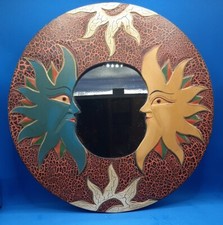 Specchio etnico artigianale decoro ?Soli☀️  Dipinto a mano. Diametro 30 cm