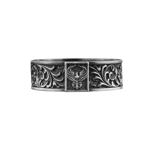 Anello fascia fenice argento