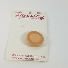 Vintage Lansing Shank Button New Old Stock Orange 1 1/8" On Card Single
