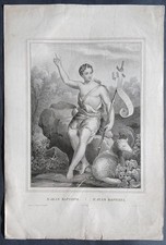 San Giovanni battista stampa antica litografia 1835 Turgis agnus dei