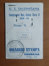 SALERNITANA CALCIO 1953 1954 TESSERA ABBONAMENTO STAMPA RARISSIMA SALERNO