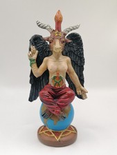 Statua Bafometto Baphomet divinità diavolo dipinta a mano pezzo unico