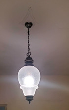 Lampadario vetro satinato ottone stile Luigi Caccia Dominioni 1970 lampada
