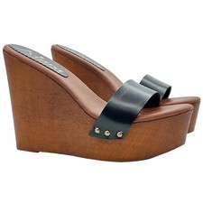 Zeppe da donna con fascia in pelle nera e tacco 13 comode - KZ3102 NERO