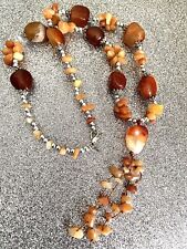 ?COLLANA BIJOU ALTA BIGIOTTERIA VINTAGE PENDAGLIO IN PIETRE DURE AMBRA ITALY