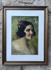 Quadro -Figura Di Donna- dipinto a olio su tavoletta