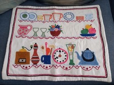 Elemento Decorativo Tessuto Ricamato Vintage Tipo Tovaglietta Arazzo