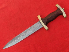 Coltello pugnale tedesco in acciaio damascato forgiato a mano