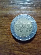 Moneta da 2 euro rara Finlandia anno 2000, Fiori di lampone molto rara