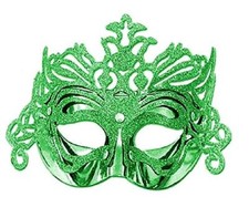 Maschera colore verde veneziana glitter halloween carnevale K.3489