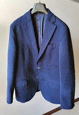 Giacca t. 48, cotone UOMO blu, dettagli grigi, imbottitura rimovibile, Lanificio