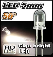418BC# LED 5mm ronde 50° blanc chaud 10, 25 ou 100pcs  LED 5mm warm white