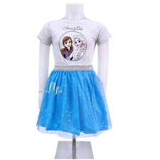 Disney Frozen Anna Elsa Abito Cotone Vestito Festa Bambina 4-9anni Tutu