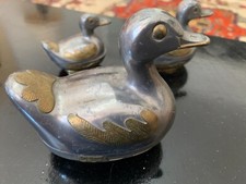 SCATOLE IN PELTRO E OTTONE FAMIGLIA PAPERE CONTENITORE VINTAGEXX SEC.