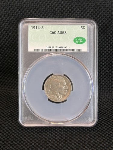 1914 buffalo nickel cac au58 - cac,