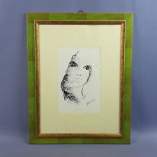 Quadro Tecnica Mista Viso Donna Ritratto Firmato Mariani Cornice Legno 1974