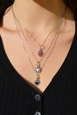 Collana con ciondolo cuore sacro in argento 925 smaltato