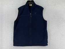 Timberland Vest Mens Large Blue Full Zip Polyester Fleece Zipper Mock Neck