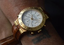 BULGARI OVERSIZED DIAGONO RATTRAPANTE CH40GL SPLIT SECOND 18K SOLID GOLD WATCH
