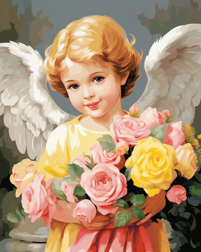 Bellissimo angelo con rose