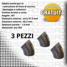 curva acciaio inox 45° 60 mm