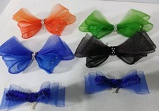 LOTTO 30 PEZZI FIOCCO PER CAPELLI CON CLIP-COLORI ARANCIO,BLEU,NERO.CM 18.