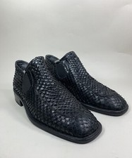 Scarpe uomo Cesare Paciotti mocassini eleganti neri pelle di serpente punta quadrata UK 6