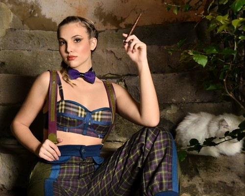 Pantaloni tartan con - ,
