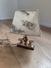 Lampada da tavolo nautica in vero ottone massiccio con volante con mappa dei col