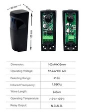 COPPIA FOTOCELLULE UNIVERSALI 12V 24V DA ESTERNO X CANCELLO AUTOMATICO 15MT @