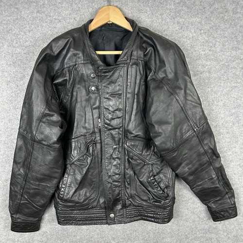 Giacca pelle nera vintage uomo