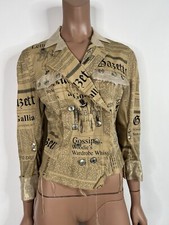 Giacca Vintage John Galliano Tan SS2005 Stampa Gazzetta XS 38