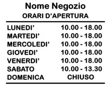 ADESIVO ORARI NEGOZIO