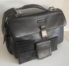 Professionale  accessoriata   pelle nera  cartella borsa tracolla PIQUADRO