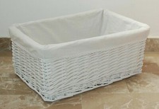 CESTO VIMINI BIANCO CONTENITORE  BAGNO SALOTTO SOGGIORNO ARMADIO 48X33X H.22
