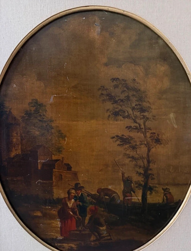 Antico olio tela scuola - tela,