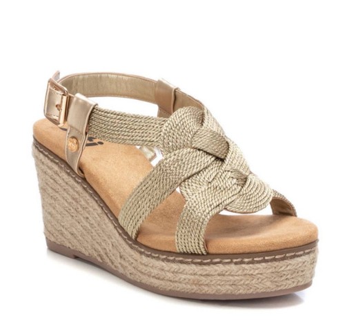 Sandalo donna xti oro zeppa - oro,