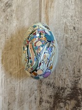 Statuina uovo ceramica pavone