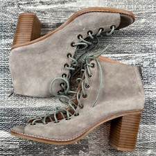 Stivaletti Jeffrey Campbell beige taglia 9 corsetto scamosciato gladiatore stringati tacco a blocco